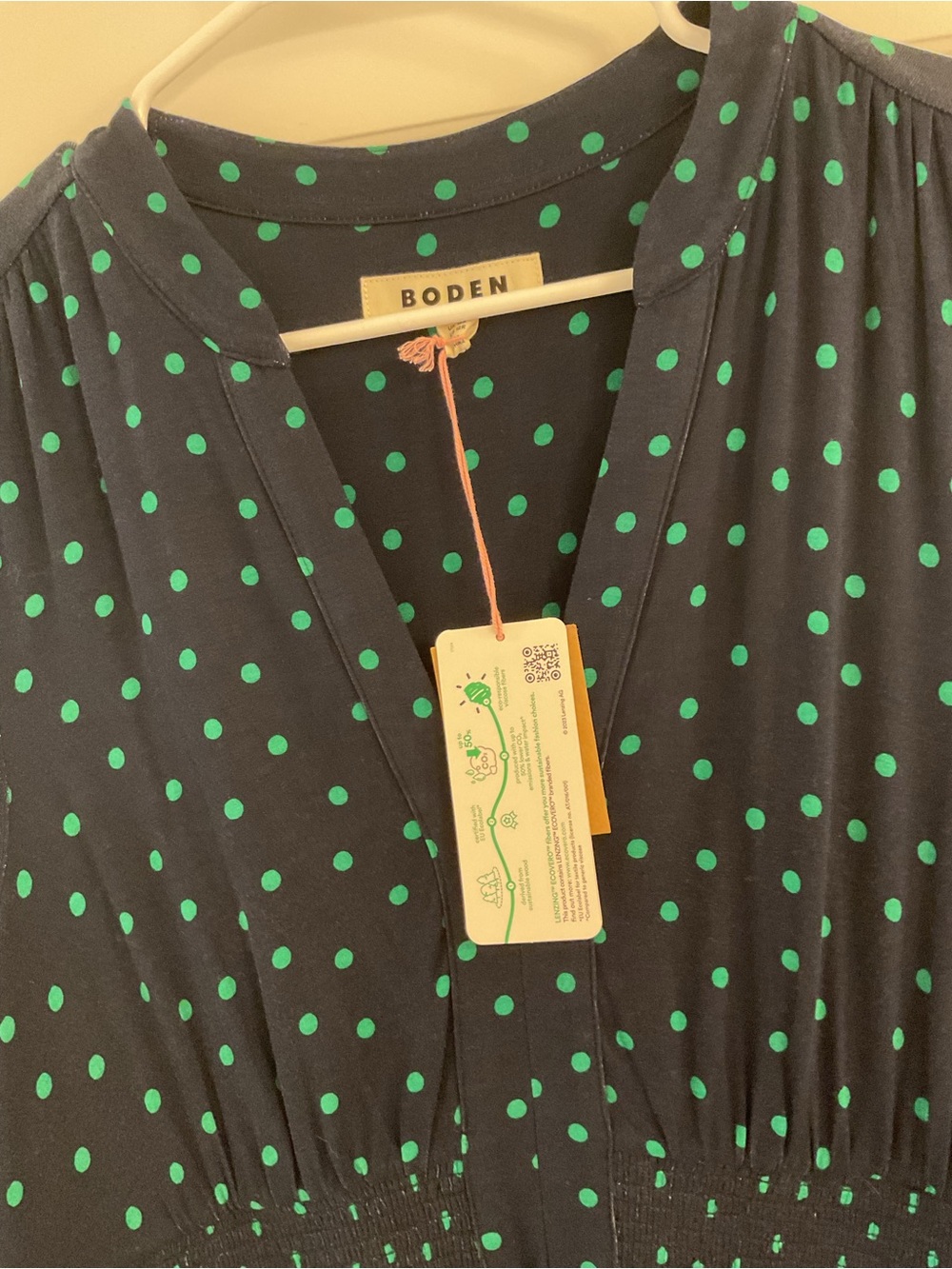Boden Ivy Smocked Midi Dress, Navy Sparse Spot NWT - Picture 4 of 9